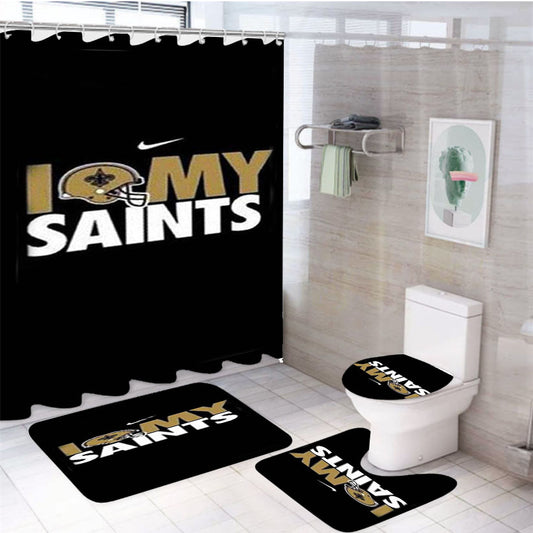 New Orleans Saints Helm 4Pcs Bathroom Set Shower Curtain