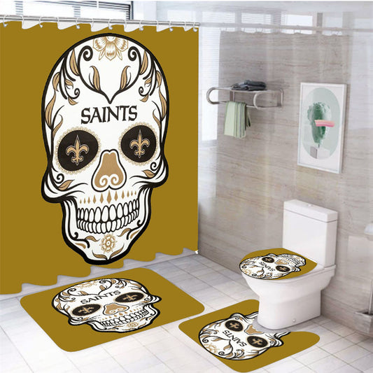 New Orleans Saints Skull 4Pcs Bathroom Set Shower Curtain