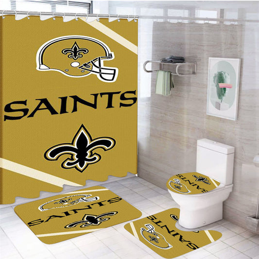 New Orleans Saints Wallpaper 4Pcs Bathroom Set Shower Curtain