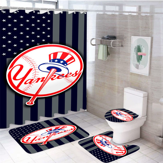 New Yankees Flag 4Pcs Bathroom Set Shower Curtain