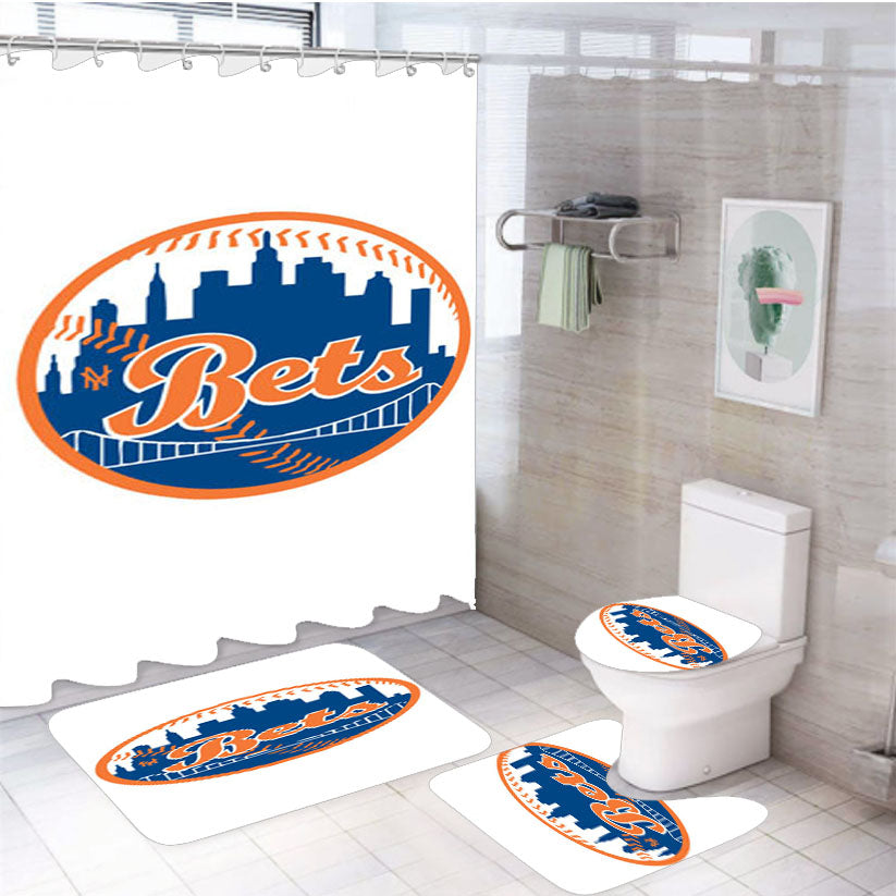 New York Bets 4Pcs Bathroom Set Shower Curtain