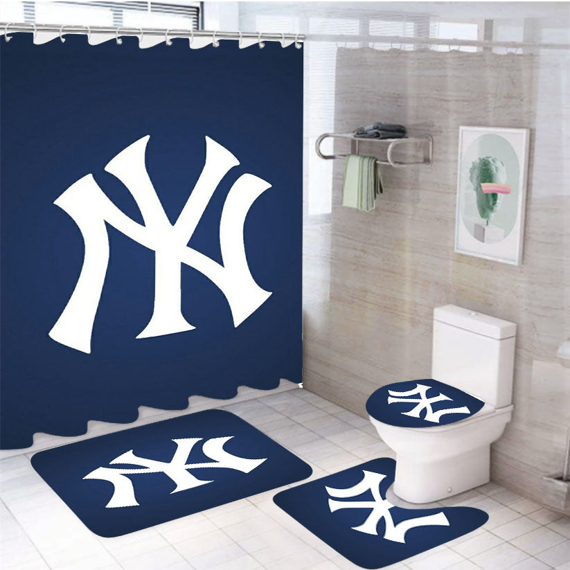 New York Football 4Pcs Bathroom Set Shower Curtain