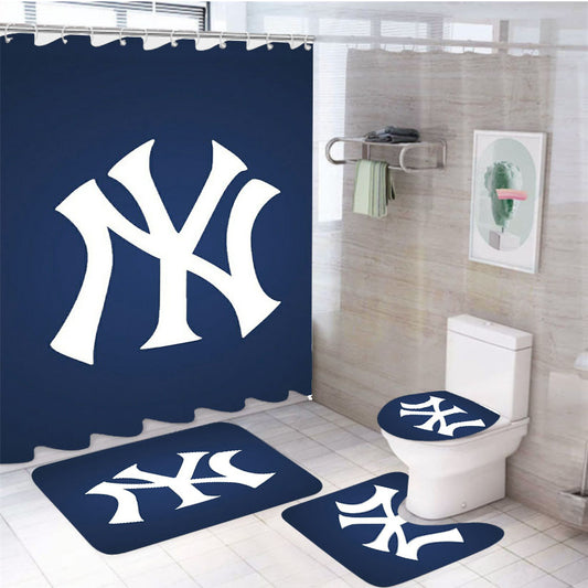 New York Football 4Pcs Bathroom Set Shower Curtain