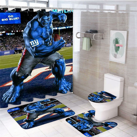 New York Giants Hulk 4Pcs Bathroom Set Shower Curtain