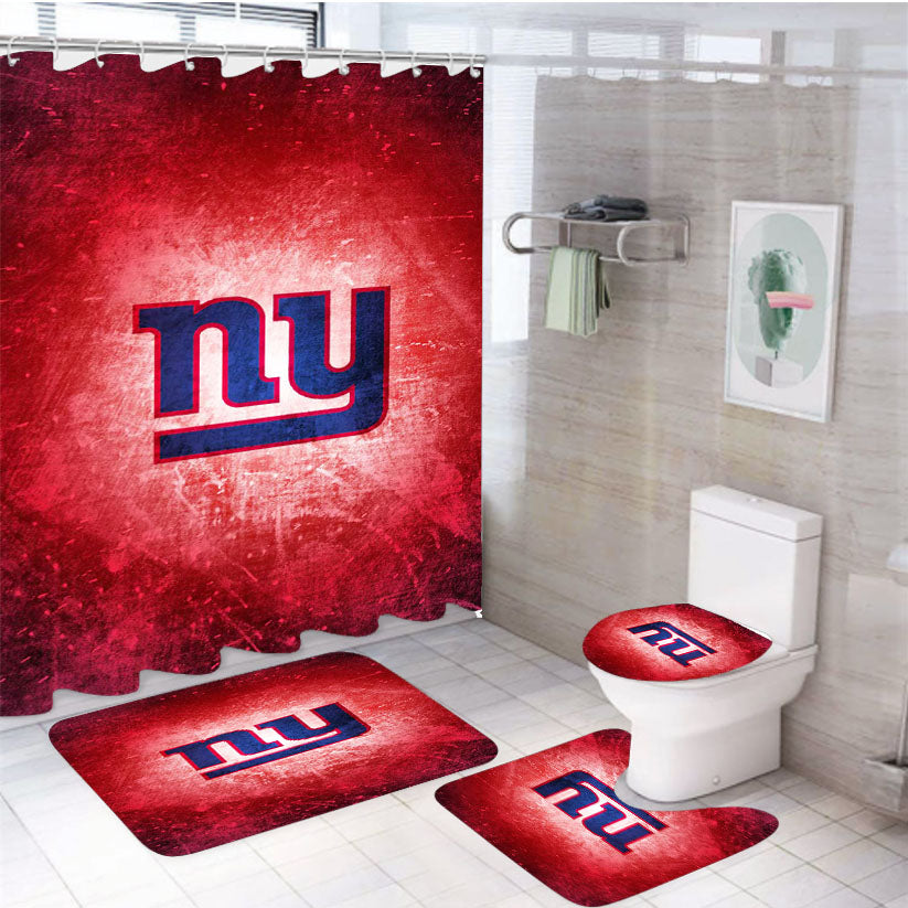 New York Giants Logo 4Pcs Bathroom Set Shower Curtain
