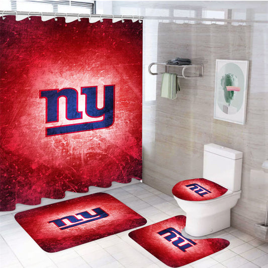 New York Giants Logo 4Pcs Bathroom Set Shower Curtain