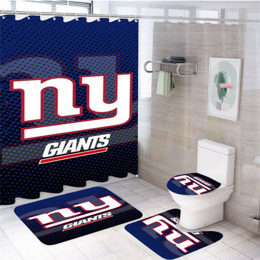 New York Giants Nfl Logo 3 4Pcs Bathroom Set Shower Curtain