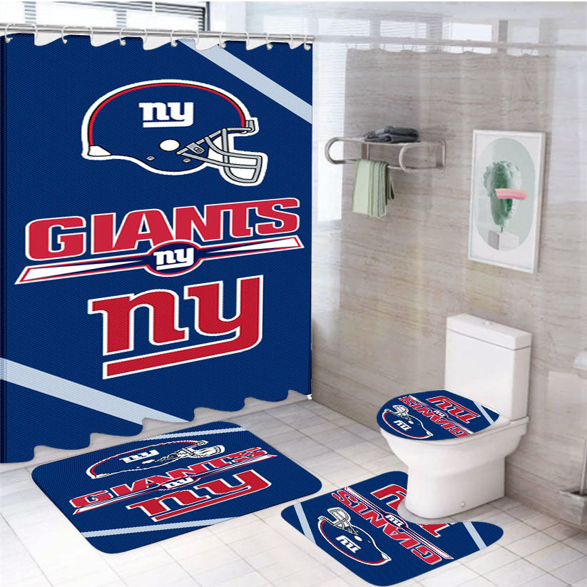 New York Giants Wallpaper 4Pcs Bathroom Set Shower Curtain