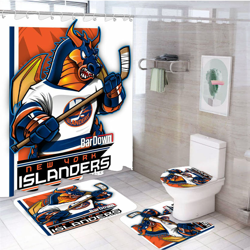 New York Islanders Hockey 4Pcs Bathroom Set Shower Curtain