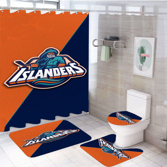 New York Islanders Nhl Logo 4Pcs Bathroom Set Shower Curtain