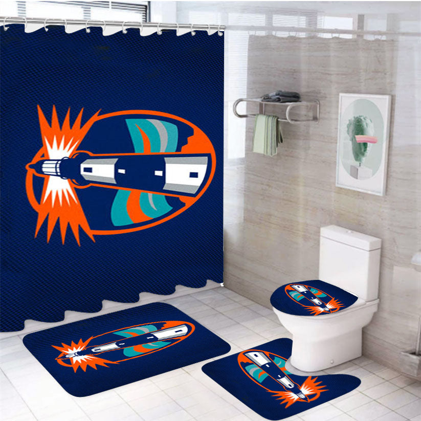 New York Islanders Symbol 4Pcs Bathroom Set Shower Curtain