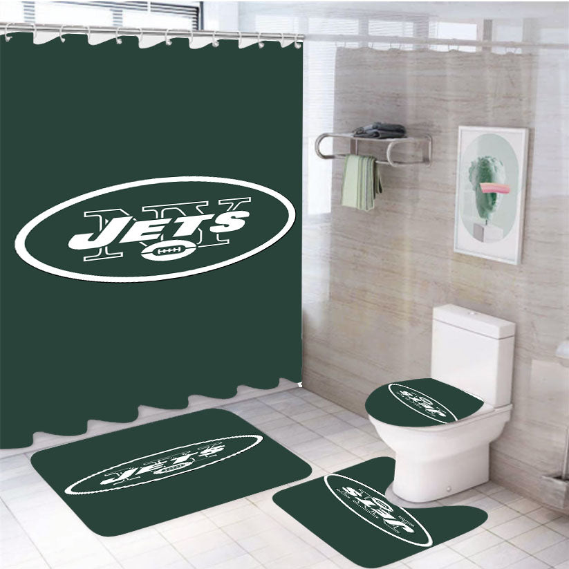 New York Jets 4Pcs Bathroom Set Shower Curtain