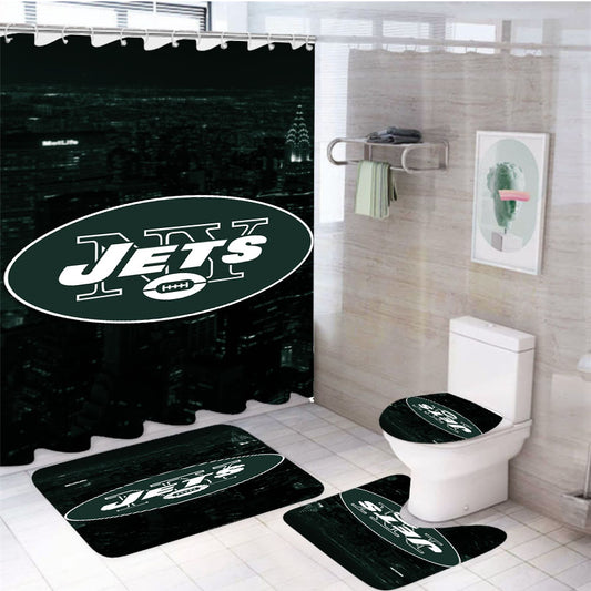 New York Jets Emblem 4Pcs Bathroom Set Shower Curtain