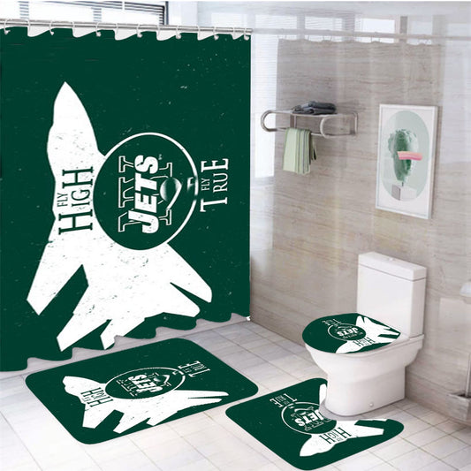 New York Jets Football 4Pcs Bathroom Set Shower Curtain
