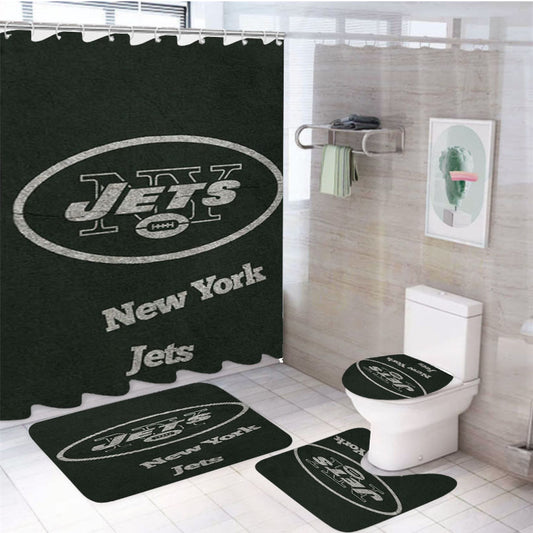 New York Jets Logo 4Pcs Bathroom Set Shower Curtain