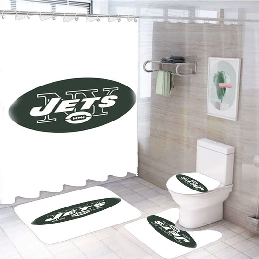 New York Jets Logo Sports 4Pcs Bathroom Set Shower Curtain