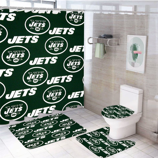 New York Jets Team Football 4Pcs Bathroom Set Shower Curtain