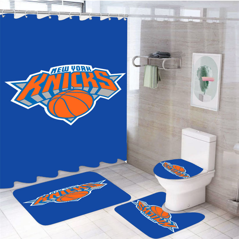 New York Knicks Logo 4Pcs Bathroom Set Shower Curtain