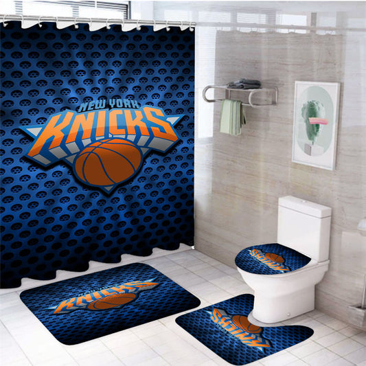 New York Knicks Logo Blue 4Pcs Bathroom Set Shower Curtain