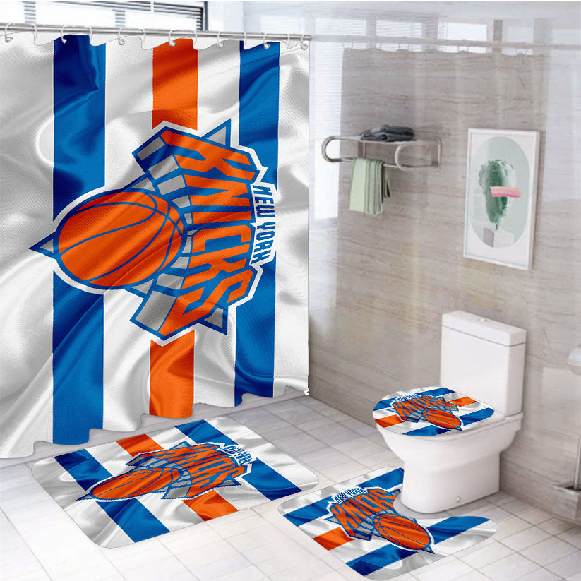 New York Knicks Logo Nba 4Pcs Bathroom Set Shower Curtain