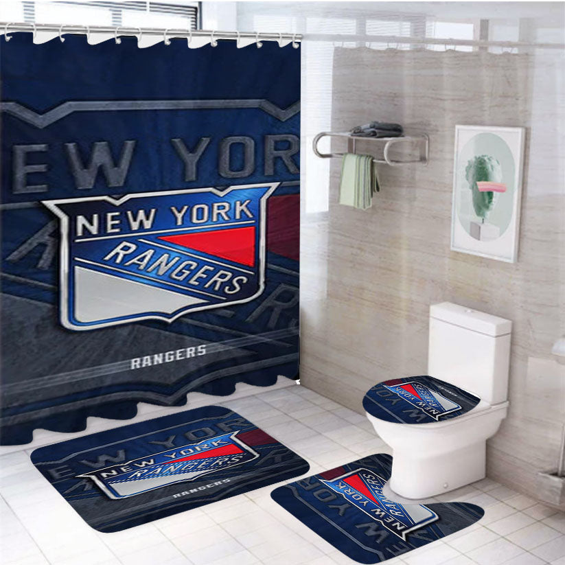 New York Rangers 13 4Pcs Bathroom Set Shower Curtain