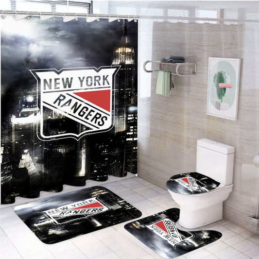 New York Rangers 4 4Pcs Bathroom Set Shower Curtain
