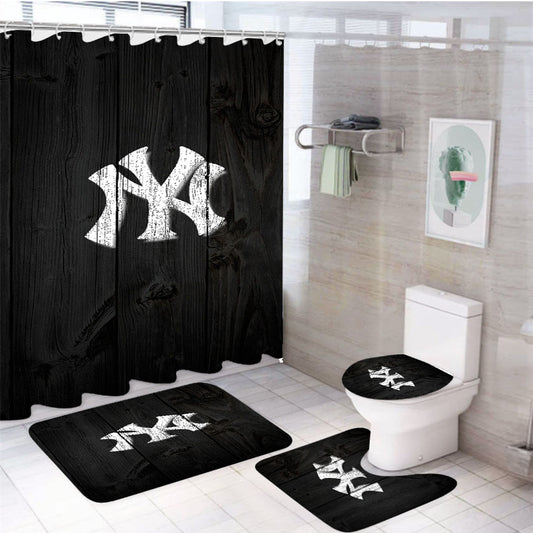 New York Yankee 4Pcs Bathroom Set Shower Curtain