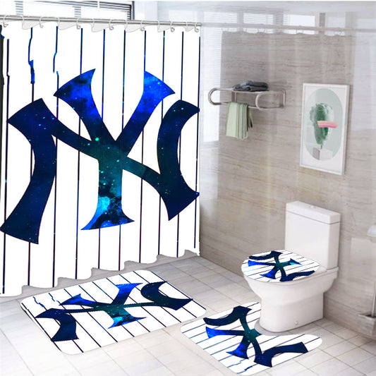 New York Yankee Mlb 4Pcs Bathroom Set Shower Curtain