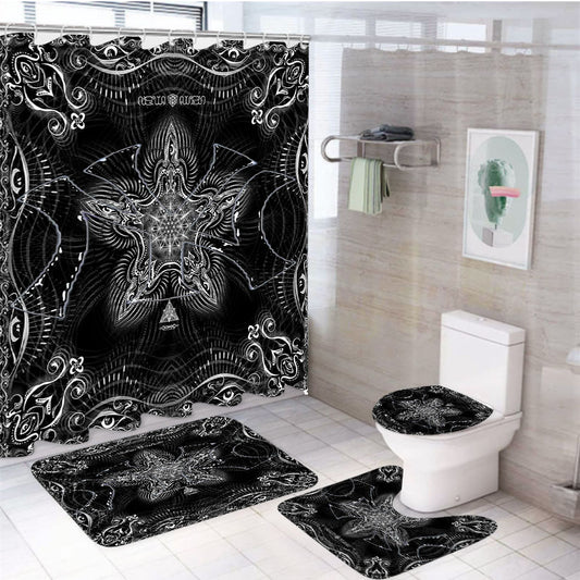 New York Yankees 3 4Pcs Bathroom Set Shower Curtain