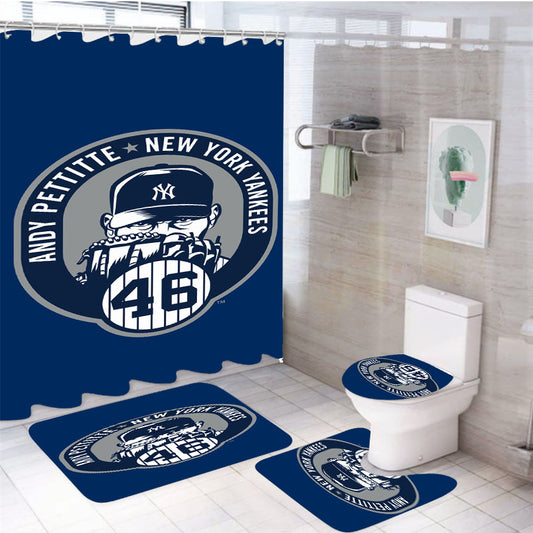 New York Yankees Andy Pettitte 4Pcs Bathroom Set Shower Curtain