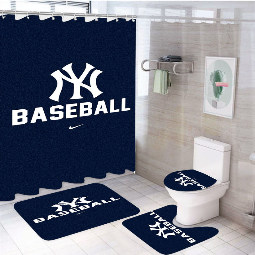 New York Yankees Baseball 4Pcs Bathroom Set Shower Curtain