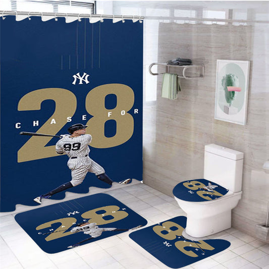 New York Yankees Chase 4Pcs Bathroom Set Shower Curtain