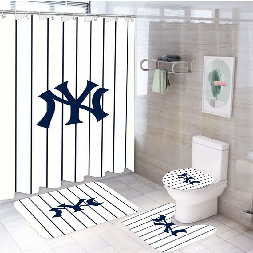 New York Yankees Classic Logo 4Pcs Bathroom Set Shower Curtain