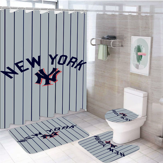 New York Yankees Jersey 4Pcs Bathroom Set Shower Curtain