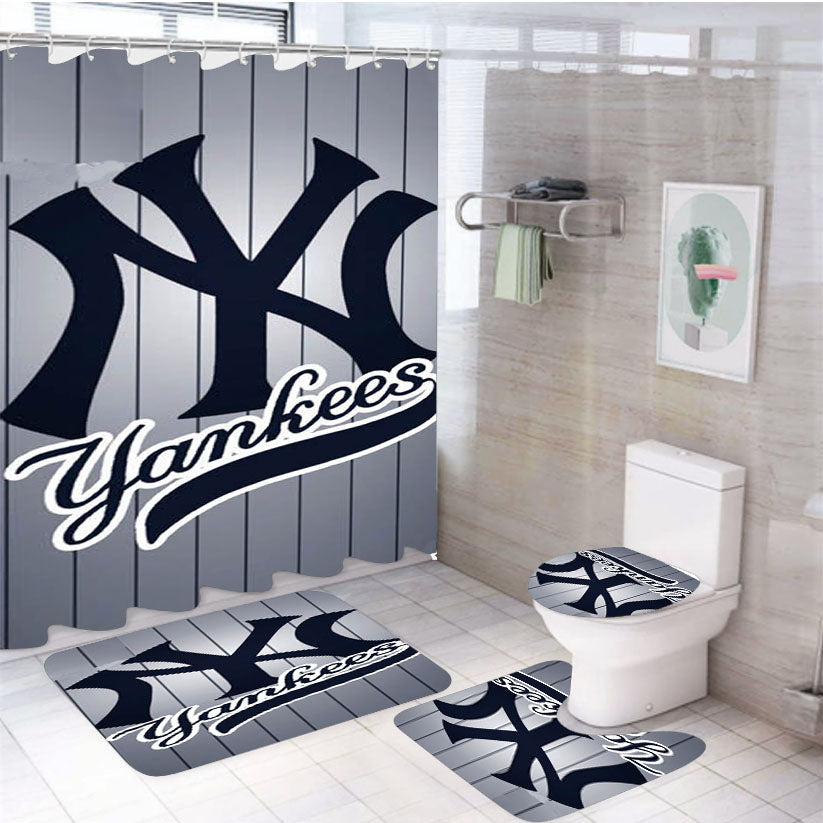 New York Yankees Mlb 4Pcs Bathroom Set Shower Curtain