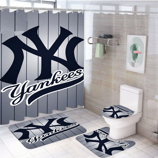 New York Yankees Mlb 4Pcs Bathroom Set Shower Curtain
