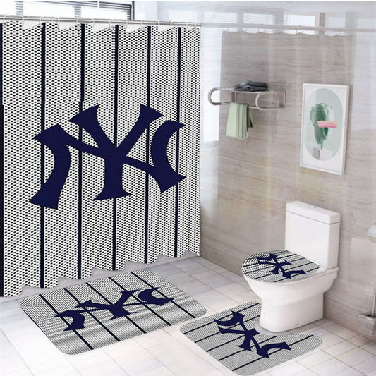 New York Yankees New Logo 4Pcs Bathroom Set Shower Curtain
