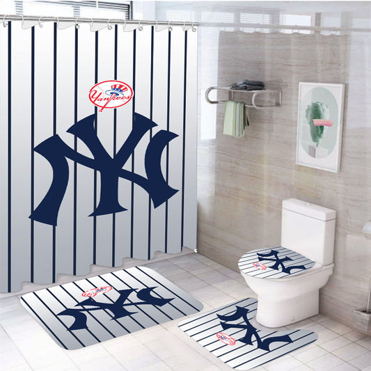 New York Yankess 4Pcs Bathroom Set Shower Curtain