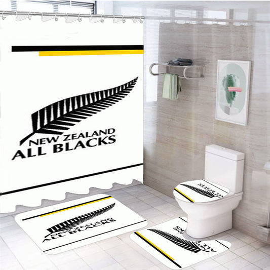 New Zaeland All Blacks 4Pcs Bathroom Set Shower Curtain