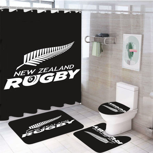 New Zaeland Rugby 4Pcs Bathroom Set Shower Curtain