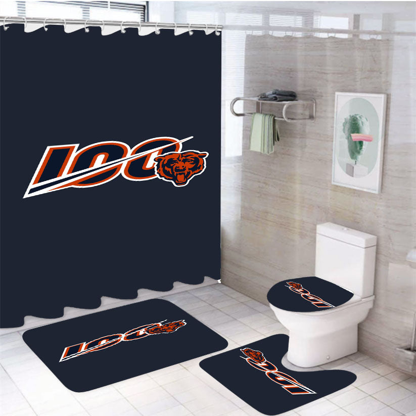 Nfl 100Th Chicago Bears Wallpapers 4Pcs Bathroom Set Shower Curtain