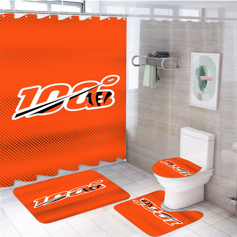 Nfl 100Th Cincinnati Bengals Wallpapers 4Pcs Bathroom Set Shower Curtain