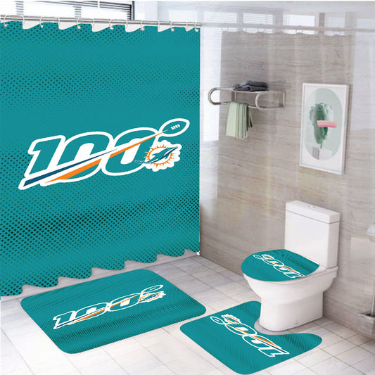 Nfl 100Th Miami Dolphins Wallpapers 4Pcs Bathroom Set Shower Curtain