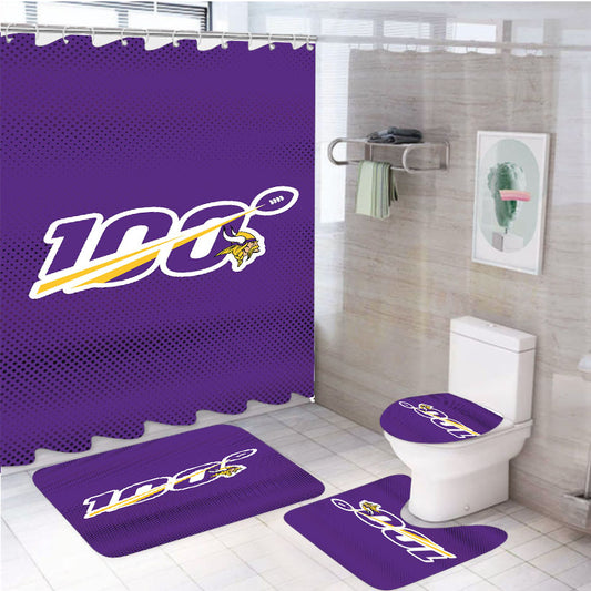 Nfl 100Th Minnesota Vikings Wallpapers 4Pcs Bathroom Set Shower Curtain