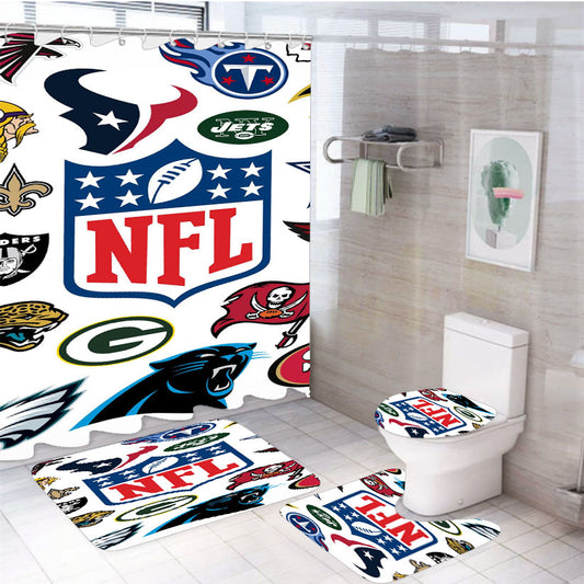 Nfl All Team America Football 4Pcs Bathroom Set Shower Curtain