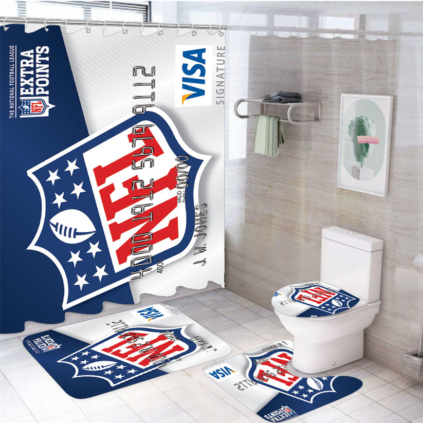 Nfl Extra Point Credit Card 4Pcs Bathroom Set Shower Curtain