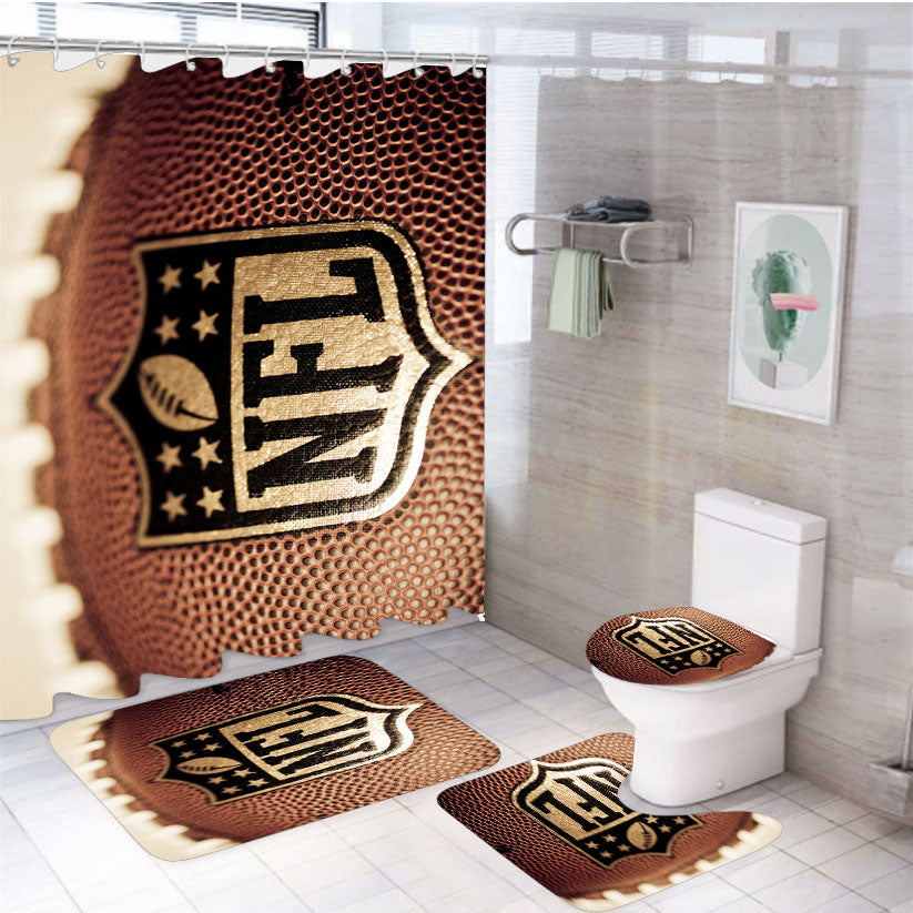 Nfl Football 4Pcs Bathroom Set Shower Curtain