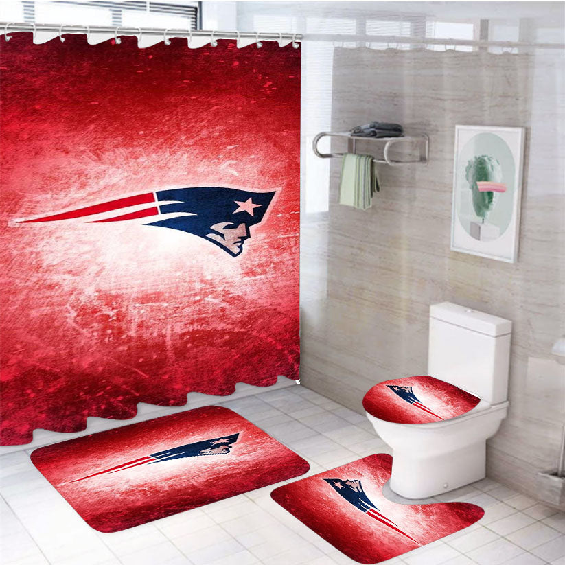 Nfl In Red Background 4Pcs Bathroom Set Shower Curtain