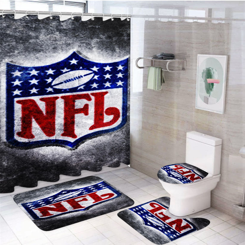 Nfl Logo Grunge Background 4Pcs Bathroom Set Shower Curtain
