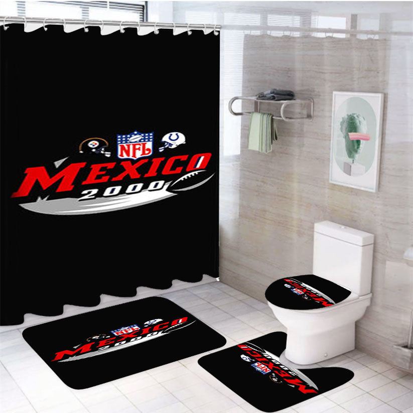 Nfl Mexico 2000 Black 4Pcs Bathroom Set Shower Curtain